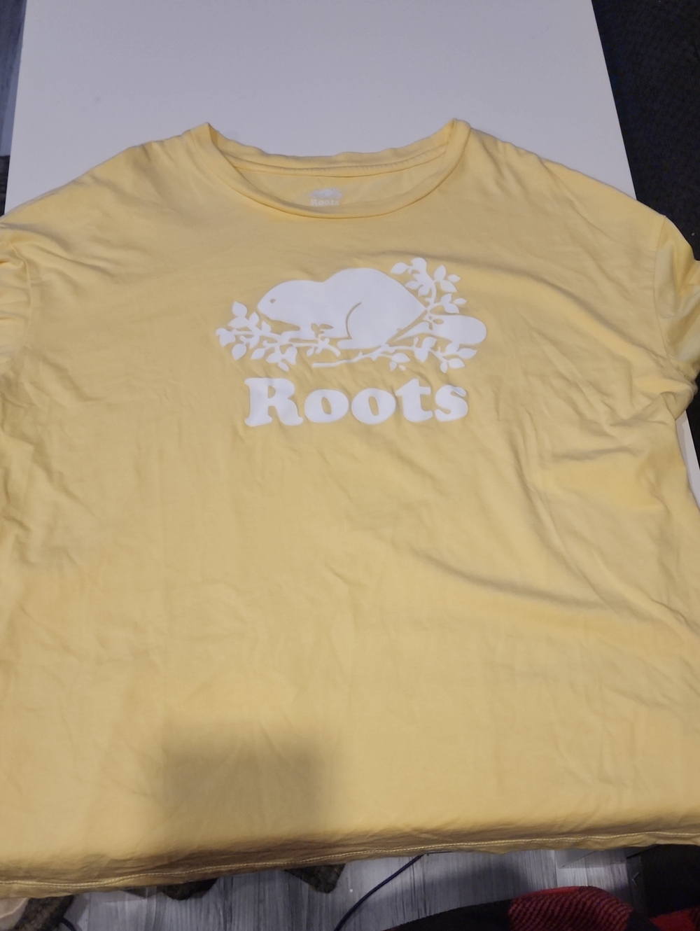 Roots Yellow Short Sleeve Tee with White Beaver Logo